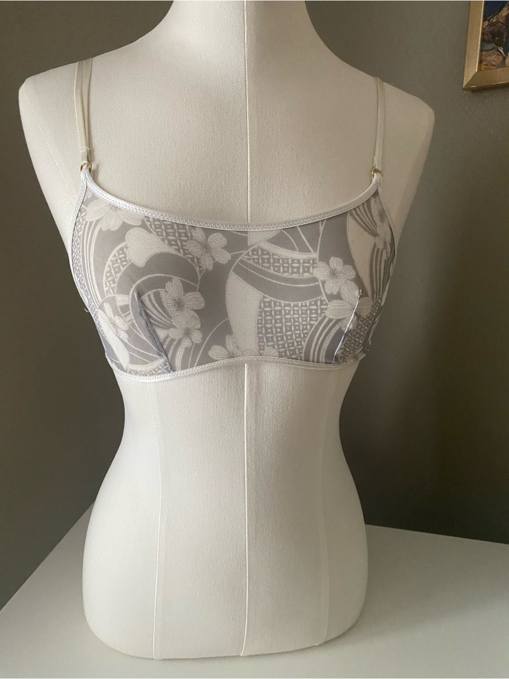 Victoria Secret White and Gray Sheer Bra